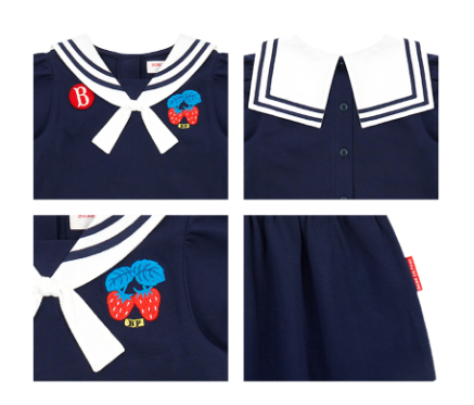BEBE DE PINO Strawberry baby sailor collar ribbon dress