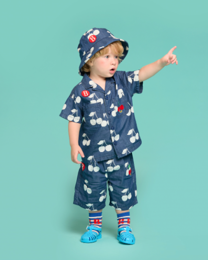 BEBE DE PINO All over cherry baby half denim pants