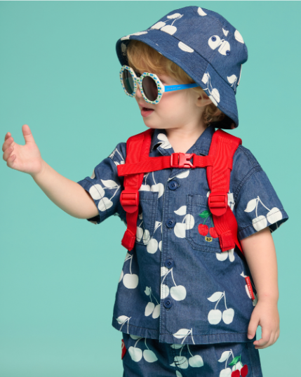 BEBE DE PINO All over cherry baby half denim pants