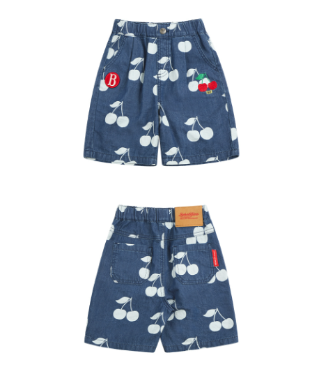 BEBE DE PINO All over cherry baby half denim pants