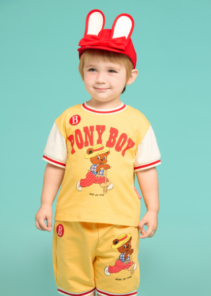 BEBE DE PINO Pony boy baby color block half length