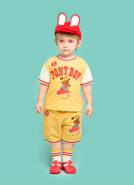 BEBE DE PINO Pony boy baby color block half length