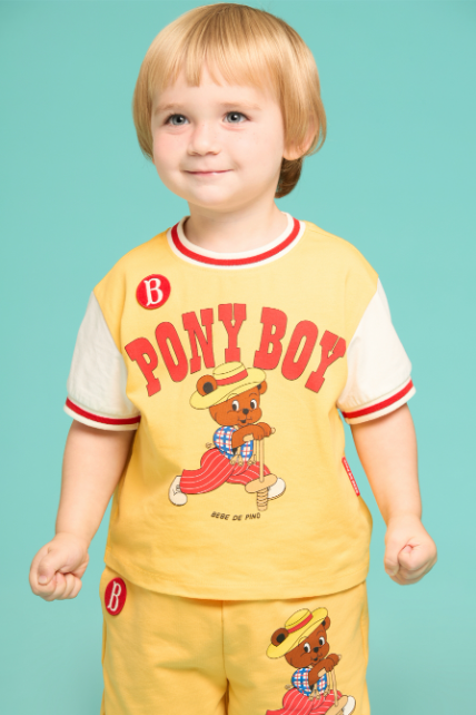 BEBE DE PINO Pony boy baby color block half length