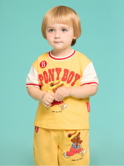 BEBE DE PINO Pony boy baby color block short sleeve teeBP62TR119