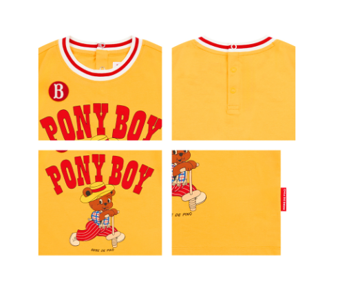 BEBE DE PINO Pony boy baby color block short sleeve teeBP62TR119