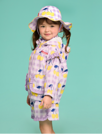 BEBE DE PINO All over check cherry baby ruffle windbreaker