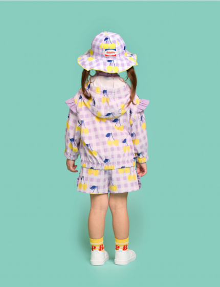 BEBE DE PINO All over check cherry baby ruffle windbreaker
