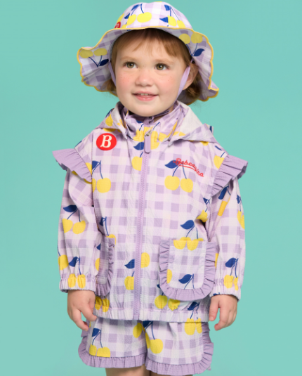 BEBE DE PINO All over check cherry baby ruffle windbreaker