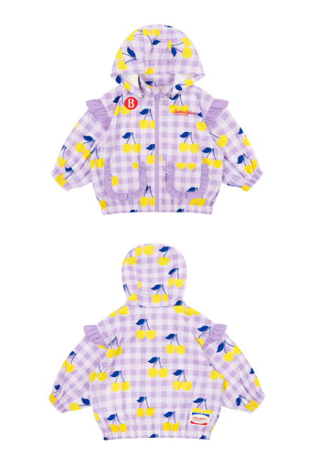 BEBE DE PINO All over check cherry baby ruffle windbreaker