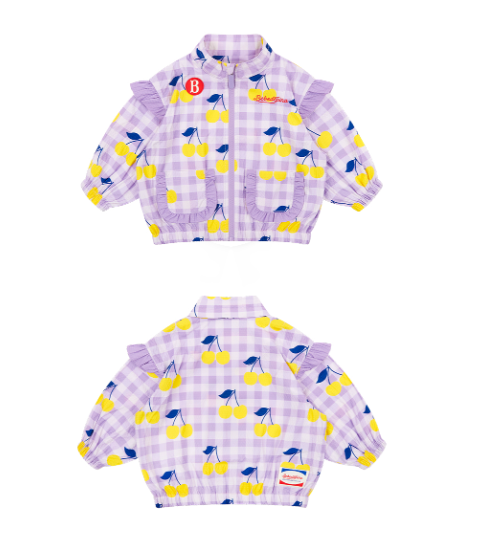 BEBE DE PINO All over check cherry baby ruffle windbreaker