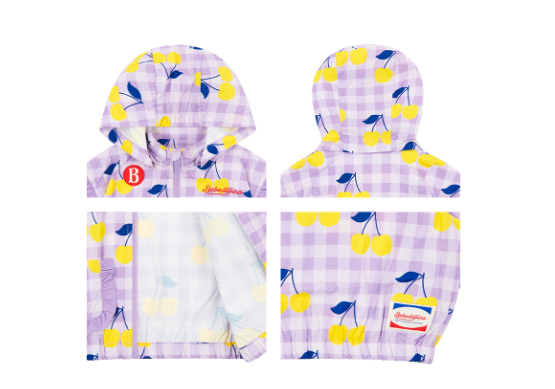 BEBE DE PINO All over check cherry baby ruffle windbreaker