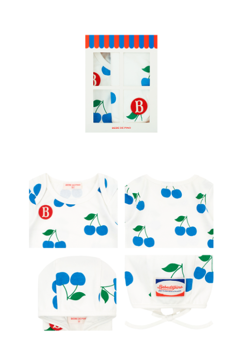 BEBE DE PINO 	All over cherry baby bodysuit set