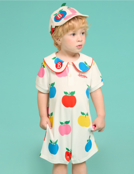 BEBE DE PINO All over apple baby collar overall