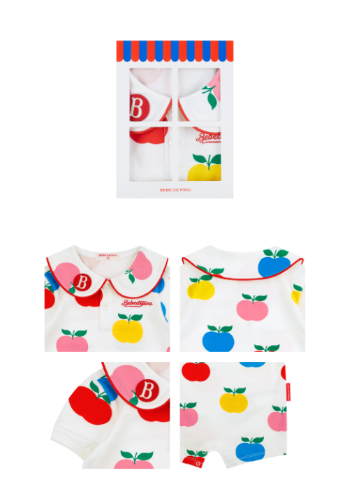 BEBE DE PINO All over apple baby collar overall