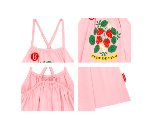 BEBE DE PINO Strawberry shirring dressBP62OD472