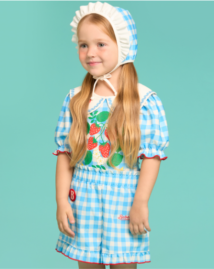 BEBE DE PINO Check strawberry collar swimsuit set