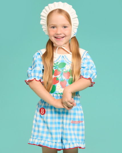 BEBE DE PINO Check strawberry collar swimsuit set