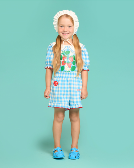 BEBE DE PINO Check strawberry collar swimsuit set
