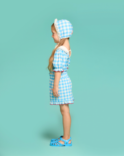 BEBE DE PINO Check strawberry collar swimsuit set