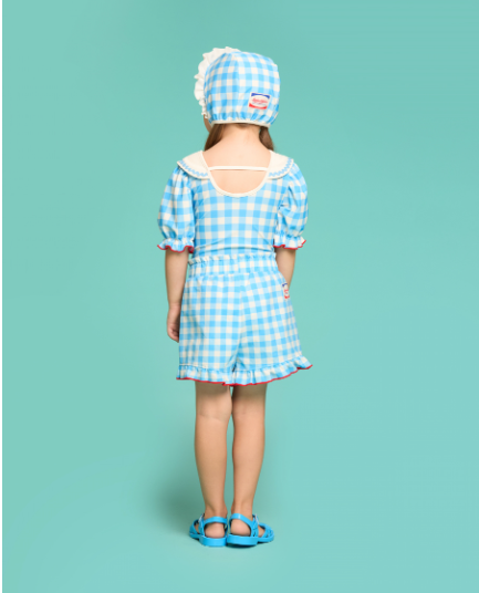 BEBE DE PINO Check strawberry collar swimsuit set