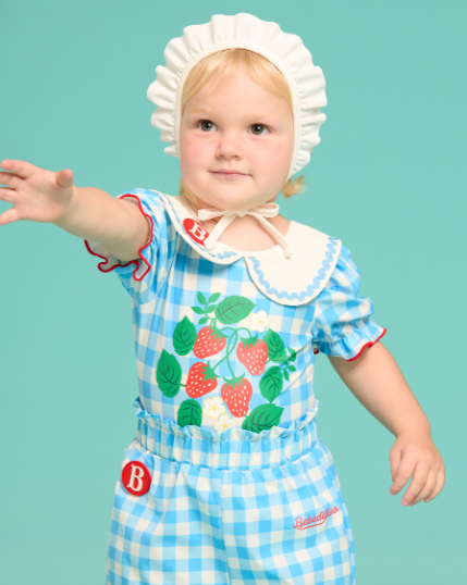 BEBE DE PINO Check strawberry collar swimsuit set