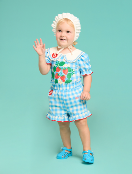BEBE DE PINO Check strawberry collar swimsuit set