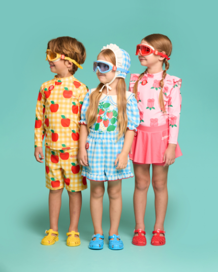 BEBE DE PINO Check strawberry collar swimsuit set