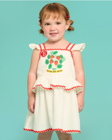 BEBE DE PINO Strawberry baby ruffle sleeveless dress