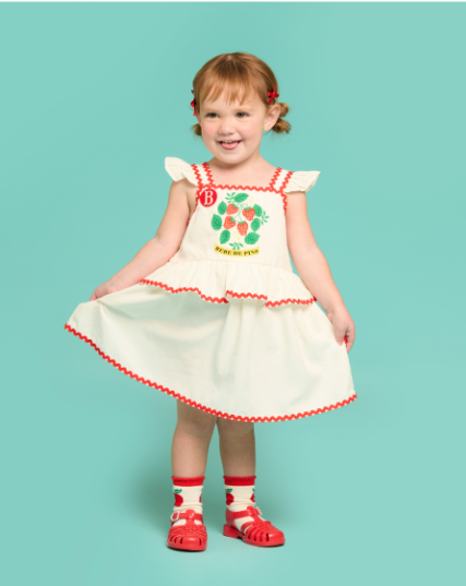 BEBE DE PINO Strawberry baby ruffle sleeveless dress