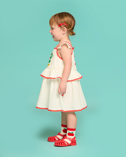 BEBE DE PINO Strawberry baby ruffle sleeveless dress