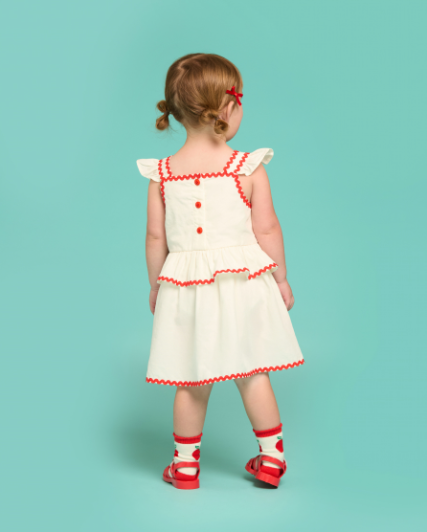 BEBE DE PINO Strawberry baby ruffle sleeveless dress