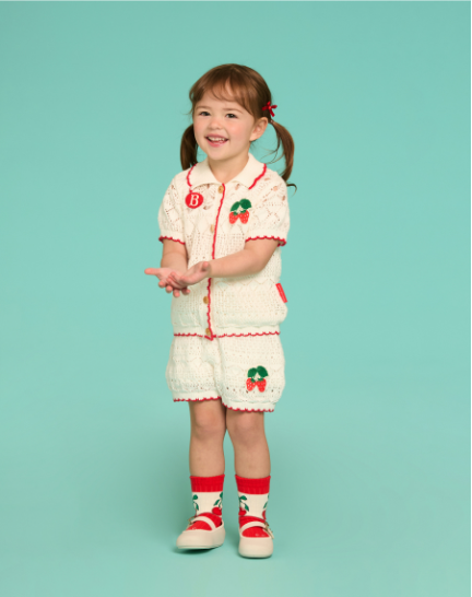 BEBE DE PINO Strawberry baby crochet short sleeve sweater cardigan