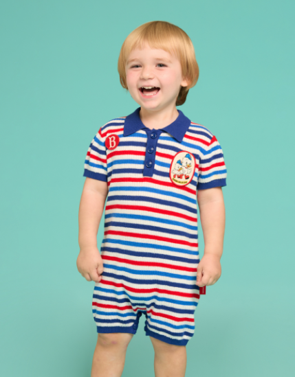 BEBE DE PINO Beans bros baby stripe sweater overall