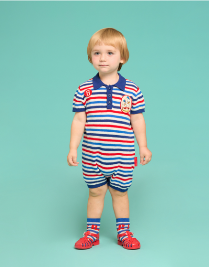 BEBE DE PINO Beans bros baby stripe sweater overall