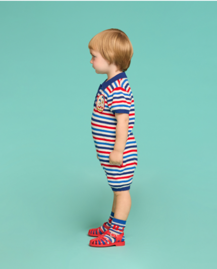 BEBE DE PINO Beans bros baby stripe sweater overall