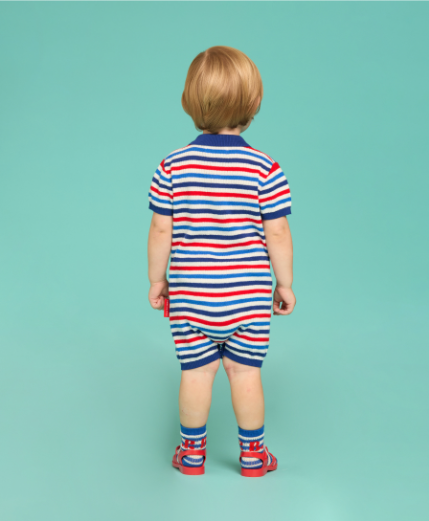 BEBE DE PINO Beans bros baby stripe sweater overall