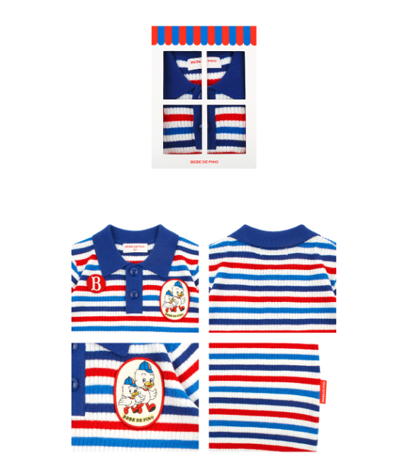 BEBE DE PINO Beans bros baby stripe sweater overall