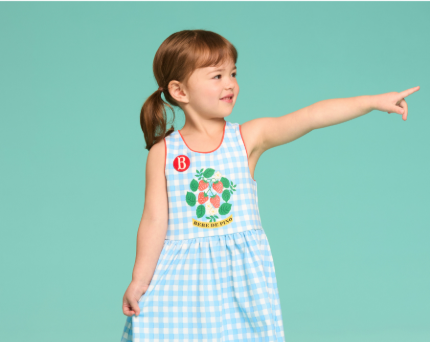 BEBE DE PINO Strawberry baby gingham check sleeveless dress set