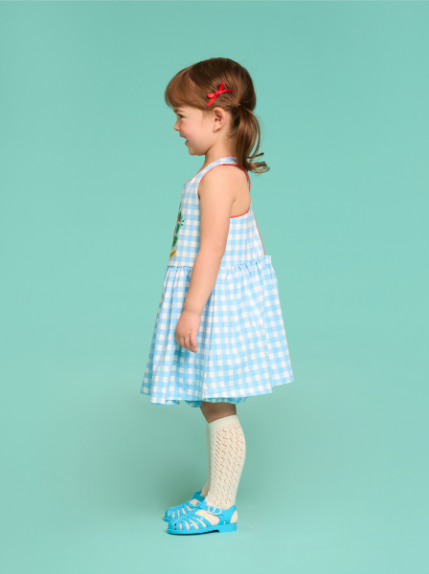 BEBE DE PINO Strawberry baby gingham check sleeveless dress set