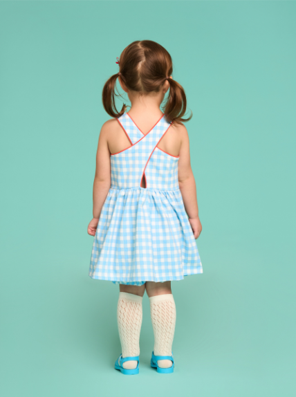 BEBE DE PINO Strawberry baby gingham check sleeveless dress set