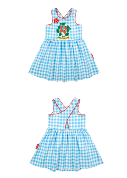 BEBE DE PINO Strawberry baby gingham check sleeveless dress set