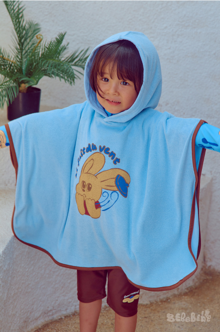 BEBEBEBE SUMMER Pancake puppy Poncho Towel (BLUE)