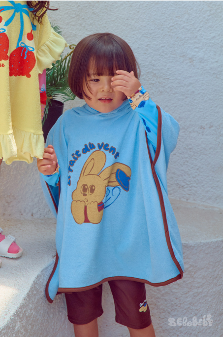 BEBEBEBE SUMMER Pancake puppy Poncho Towel (BLUE)
