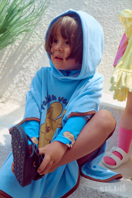 BEBEBEBE SUMMER Pancake puppy Poncho Towel (BLUE)