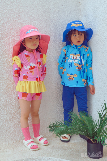 BEBEBEBE SUMMER Pancake puppy rash guard SET (BLUE)