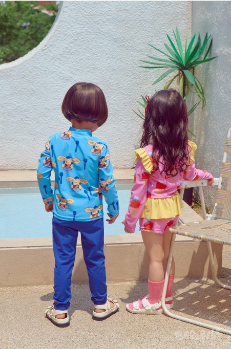 BEBEBEBE SUMMER Pancake puppy rash guard SET (BLUE)