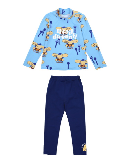 BEBEBEBE SUMMER Pancake puppy rash guard SET (BLUE)