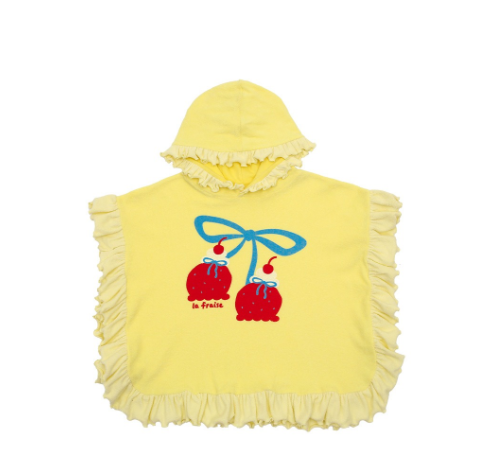 BEBEBEBE SUMMER Strawberry Ice cream frill poncho towel (YELLOW)
