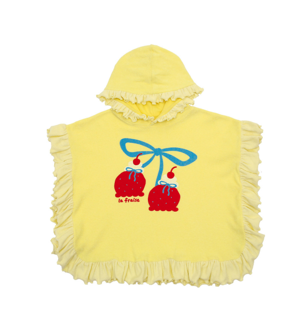 BEBEBEBE SUMMER Strawberry Ice cream frill poncho towel (YELLOW)
