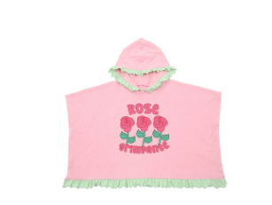 BEBEBEBE SUMMER Cream rose frill poncho towel (PINK)